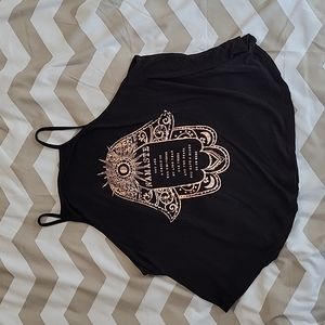 Raggs II Riches "Namaste" Black Tank Top